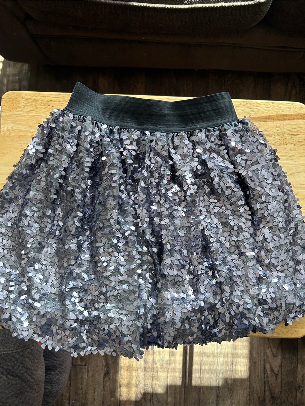 Children Place Silver Sequin Skater Skirt with Elastic Waistband
